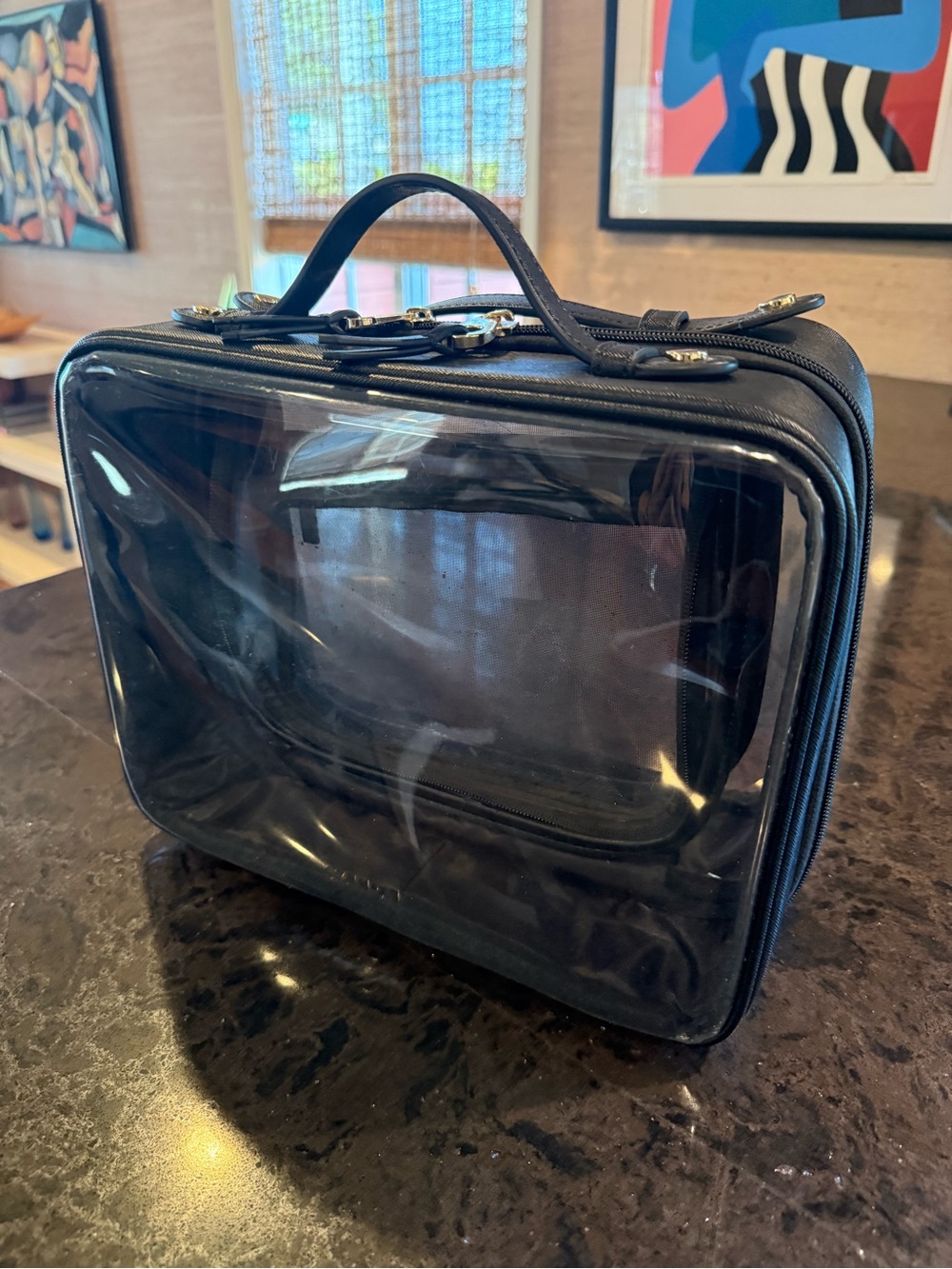 Calpak Large Clear Cosmetics Case Black